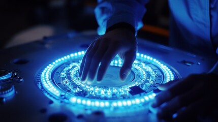 Poster - Engineers and Developers Working on an Illuminated Technology Interface