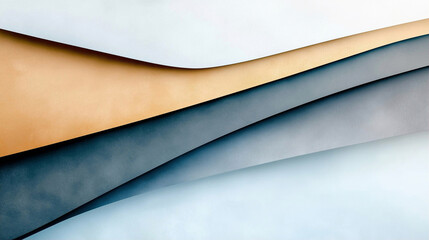 Poster - Abstract waves in shades of blue and gold with smooth textures and gradients in a graphic design