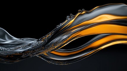 Poster - a black and orange wave with water droplets