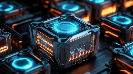 Poster - Central Computer Processors Concept with Futuristic Design Elements