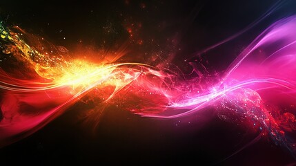 Wall Mural - Vibrant Abstract Technology Background with Light and Colorful Lines