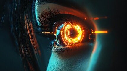 Poster - Cyber Woman with Futuristic Eye Design in Technology Concept Art