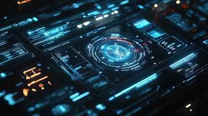 Poster - Digital Tablet Interface with Futuristic Holographic Display Design