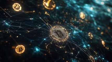 Poster - Global Telecommunication Network Connection Concept with Cryptocurrency