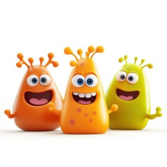 Poster - Cheerful microbes with eyes and smiles bring joy in a vibrant colorful setting. Generative AI