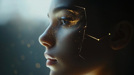 Poster - Portrait of a Young Woman with Generative AI Technology Elements