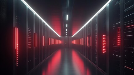 Poster - Sleek Modern Data Center with Innovative Server Design and Lighting