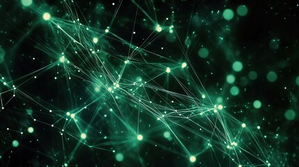 Poster - Abstract Technology Connection with Data Lines and Green Dots