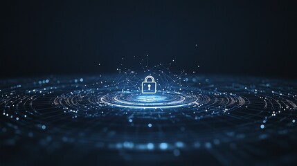 Poster - Concept of Protecting Cybersecurity with Digital Lock and Lines