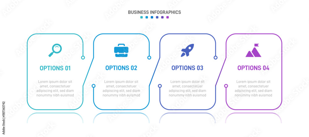 Horizontal progress bar featuring 4 arrow-shaped elements, symbolizing ...