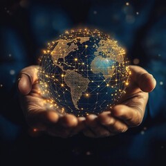 Poster - Global Connectivity Concept with Digital Security and Technology Elements