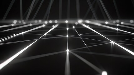 Poster - Futuristic Network Background with Interconnected Lines and Points