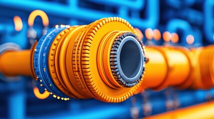 Poster - Industrial Pipe Connection with Orange and Blue Design Elements