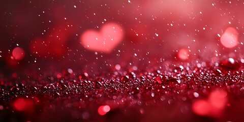 Poster - Red background with a lot of red dots and a heart in the middle