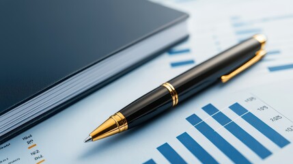 Poster - Elegant Black Pen Placed on Business Documents and Notepad