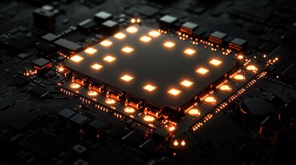 Poster - Close-Up of Intricate CPU Chip with Circuitry in Gigapixel Detail