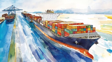 Fototapete - Conceptual art of trade agreements focusing importexport management foreign direct investment processes