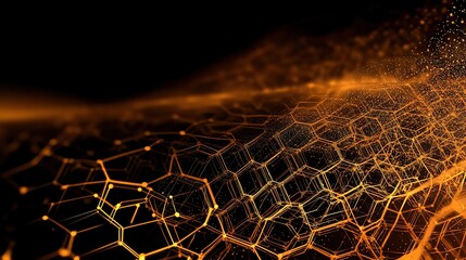 Poster - Abstract Honeycomb Technology Illustration with Interconnecting Lines