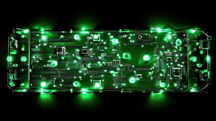 Poster - Vivid Green Circuit Board Design with Intricate Lines and Details