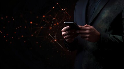 Poster - Businessman Analyzing Growth with Smartphone and Graph Visuals