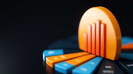Poster - Colorful 3D Chart Displaying Growth and Financial Progress Analysis