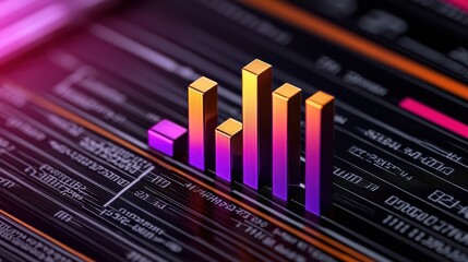Poster - Vibrant Colorful Bar Graph with Digital Background for Data Analysis