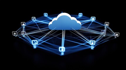 Poster - Cloud Computing Concept with Data Transfer and Technology Lines