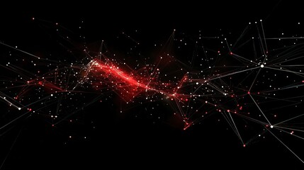Poster - Sleek Technology Network Background with Red and White Lines