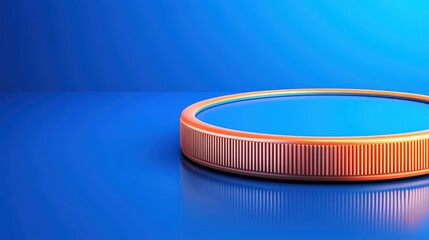 Poster - Reflective Surface with Orange Edge on Blue Background