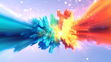 Poster - Abstract explosion of colors in vibrant graphic design with blue and yellow hues