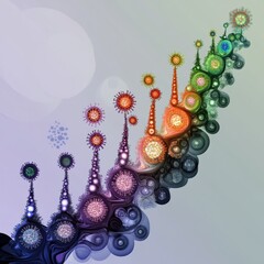 Leinwandbilder - Understanding the progression from basic to complex virus forms in a colorful representation of viral evolution. Generative AI