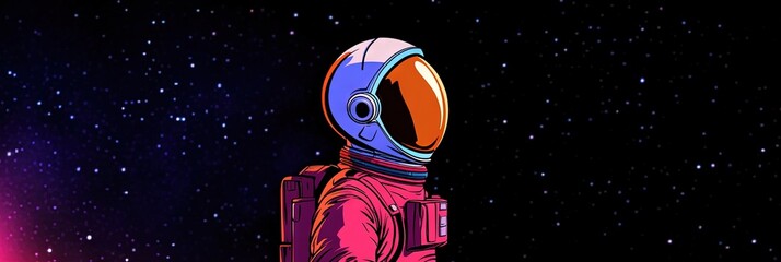 Wall Mural - animation style astronaut in space
