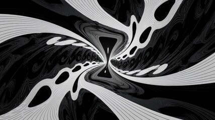 Aufkleber - Abstract grayscale artwork depicting a swirling, tunnel-like structure with organic shapes.
