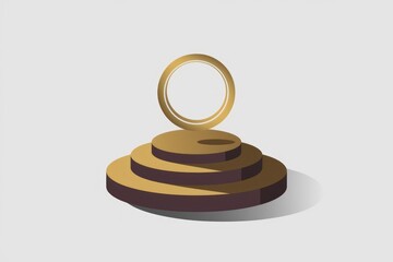 Aufkleber - A three-tiered pedestal with a golden ring on top, perfect for product display or awards ceremony.