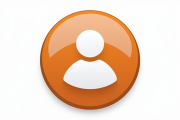 Fototapete - A simple, glossy orange circle icon featuring a white silhouette of a person, representing a user or profile.