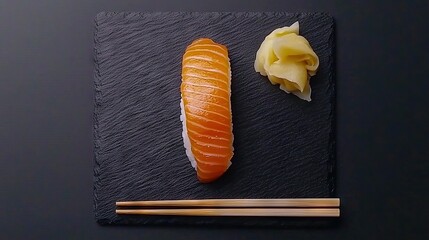 Wall Mural -   A sushi plate with sushi on top, surrounded by chopsticks