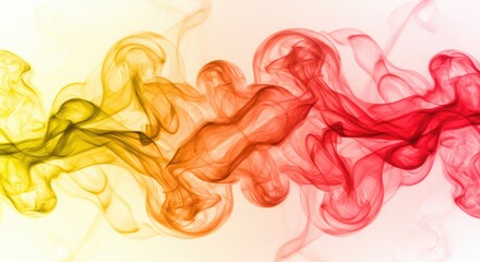 Poster - Abstract colorful smoke blending red yellow and orange hues on a white background,3D rendering exhibition background, Smoke