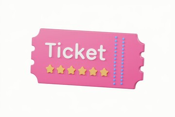 Aufkleber - Pink ticket with stars, indicating admission or access.