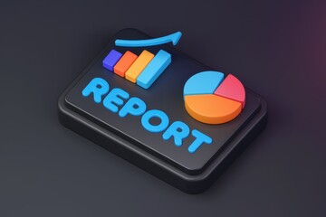 Aufkleber - Business report visualization with bar chart and pie chart showcasing upward trend.