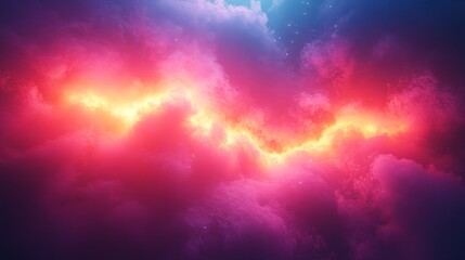 Poster - A colorful space scene with pink and orange clouds