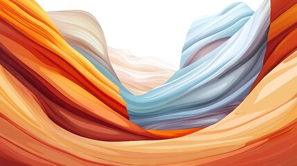 Sticker -  An image of orange, blue, yellow, and white waves of light and shadow against a white backdrop