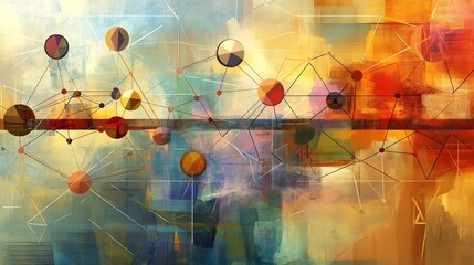 Fototapete - Artistic rendering of stakeholder theory emphasizing symbolic node geometric patterns representing accountability