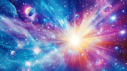 Wall Mural - vibrant visualization of cosmic light radiating planets stars and mystical astrology patterns