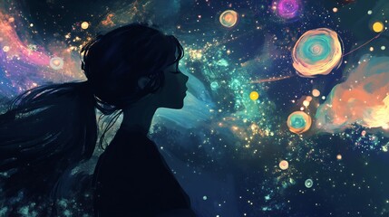 Wall Mural - depiction of astral projection visualizing cosmic journeys mystical alignments
