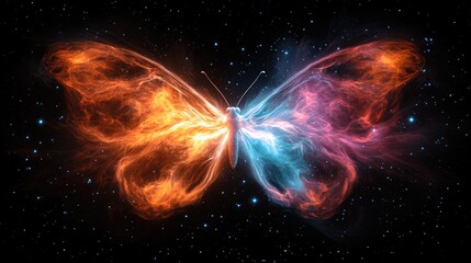 Poster - Cosmic butterfly transformation deep space digital art nebula background surreal viewpoint imagination