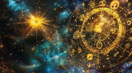 Wall Mural - spiritual energy represented through cosmic journeys astrological archetypes highlighting the symbol