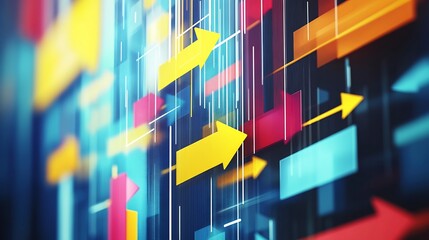 Poster - Abstract visualization of user experience emphasizing symbolic arrows interconnected shapes intuitive design
