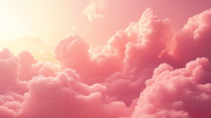 Wall Mural - Light pink clouds in warm sunlight. Dramatic pinkish cloud in dreamy lighting.