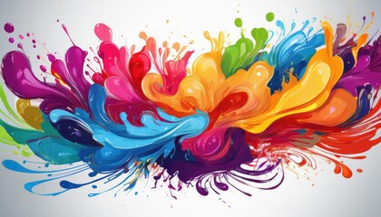Poster - vibrant colorful paint splash illustration on white background a stunning clipart collection highlig