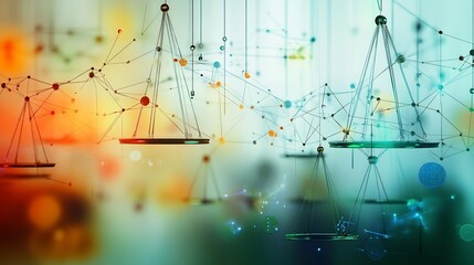 Poster - Abstract visualization of business ethic interconnected shape symbolic scale representing transparency integrity